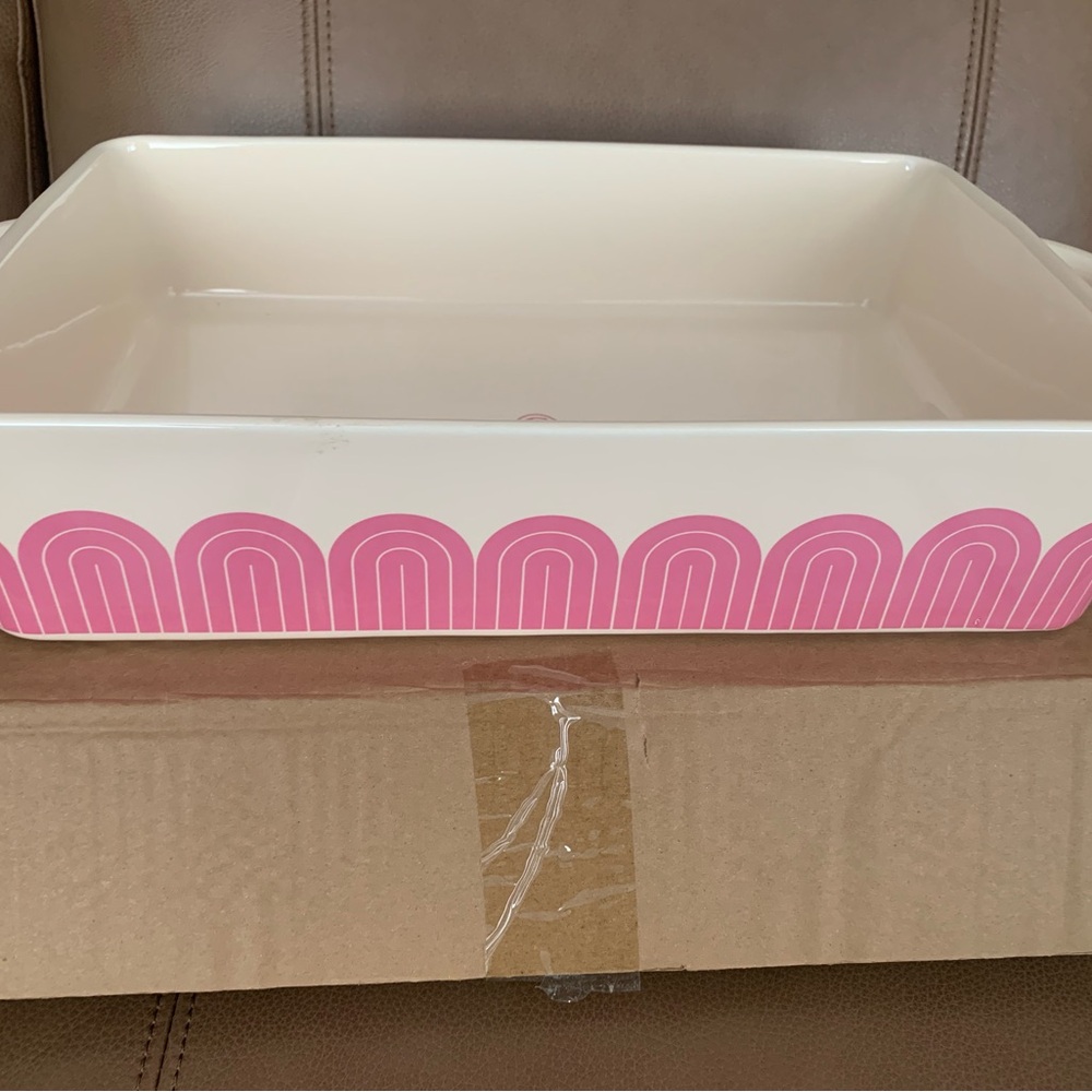 Pink Arc Pattern Ceramic Baking Dish - Picture 2 of 4